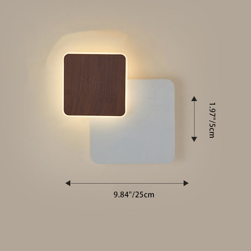 Zeitgenössische skandinavische Eisen-Acryl runde quadratische drehbare LED-Wandleuchte für Nachttisch