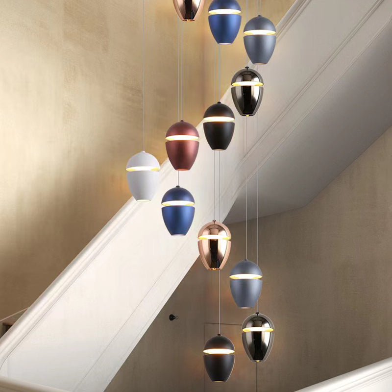 skandinavische Aluminium Bullet elliptische höhenverstellbare LED Pendelleuchte für den Nachttisch