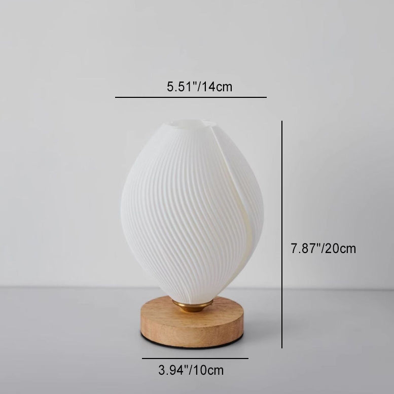 Zeitgenössische nordische Holz PLA ABS Bud Tulpe Mango gestreift 1-Licht Tischlampe Nachtlicht für Nachttisch