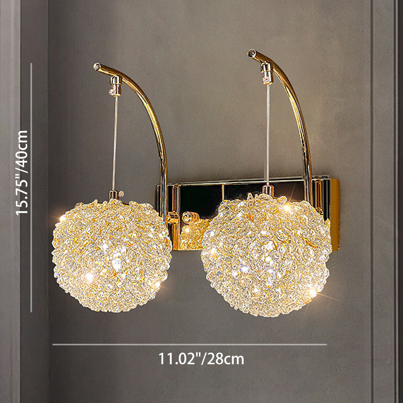 Moderne Luxus Hardware Kristall Ball Diamant 1/2 Licht Wandleuchte Lampe für Nachttisch