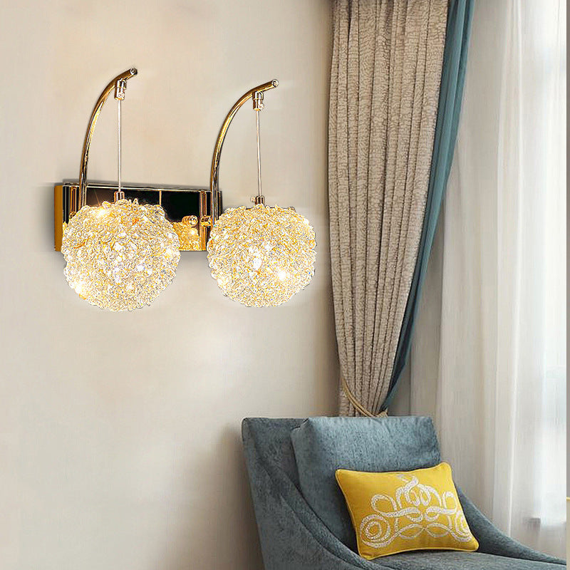Moderne Luxus Hardware Kristall Ball Diamant 1/2 Licht Wandleuchte Lampe für Nachttisch