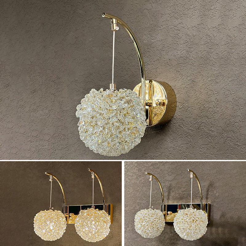 Moderne Luxus Hardware Kristall Ball Diamant 1/2 Licht Wandleuchte Lampe für Nachttisch