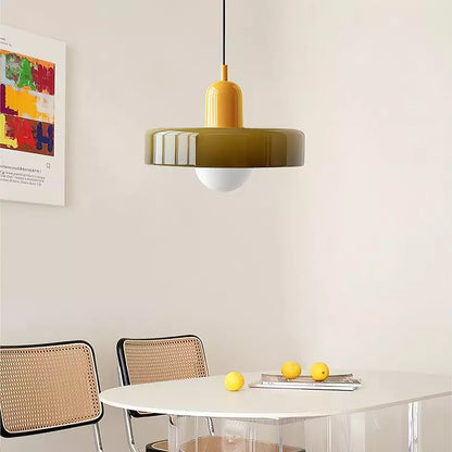 Sandsberg Pendelleuchte aus farbigem Glas | Elegante Hängeleuchte im Bauhaus-Stil | Designlampe für Wohnzimmer & Esszimmer
