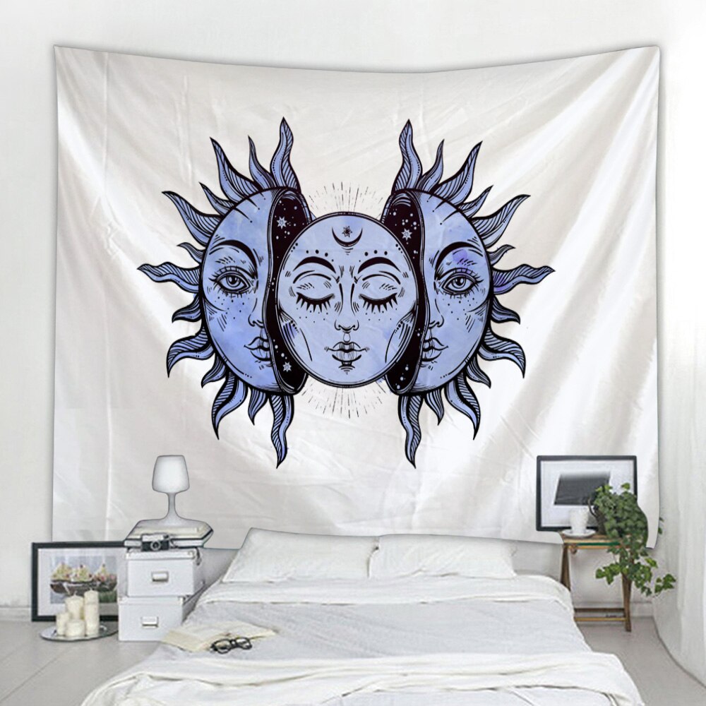 Sandsberg | Schönes psychedelisches Gesichtsdruck großes wandmontiertes günstiges Hippie-Wandteppich Boho-Wandteppich Mandala-Wandkunstdekoration