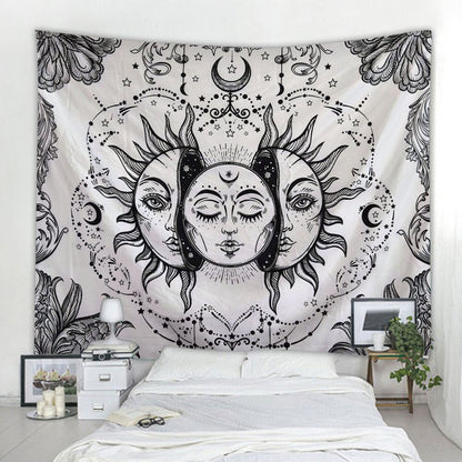 Sandsberg | Schönes psychedelisches Gesichtsdruck großes wandmontiertes günstiges Hippie-Wandteppich Boho-Wandteppich Mandala-Wandkunstdekoration