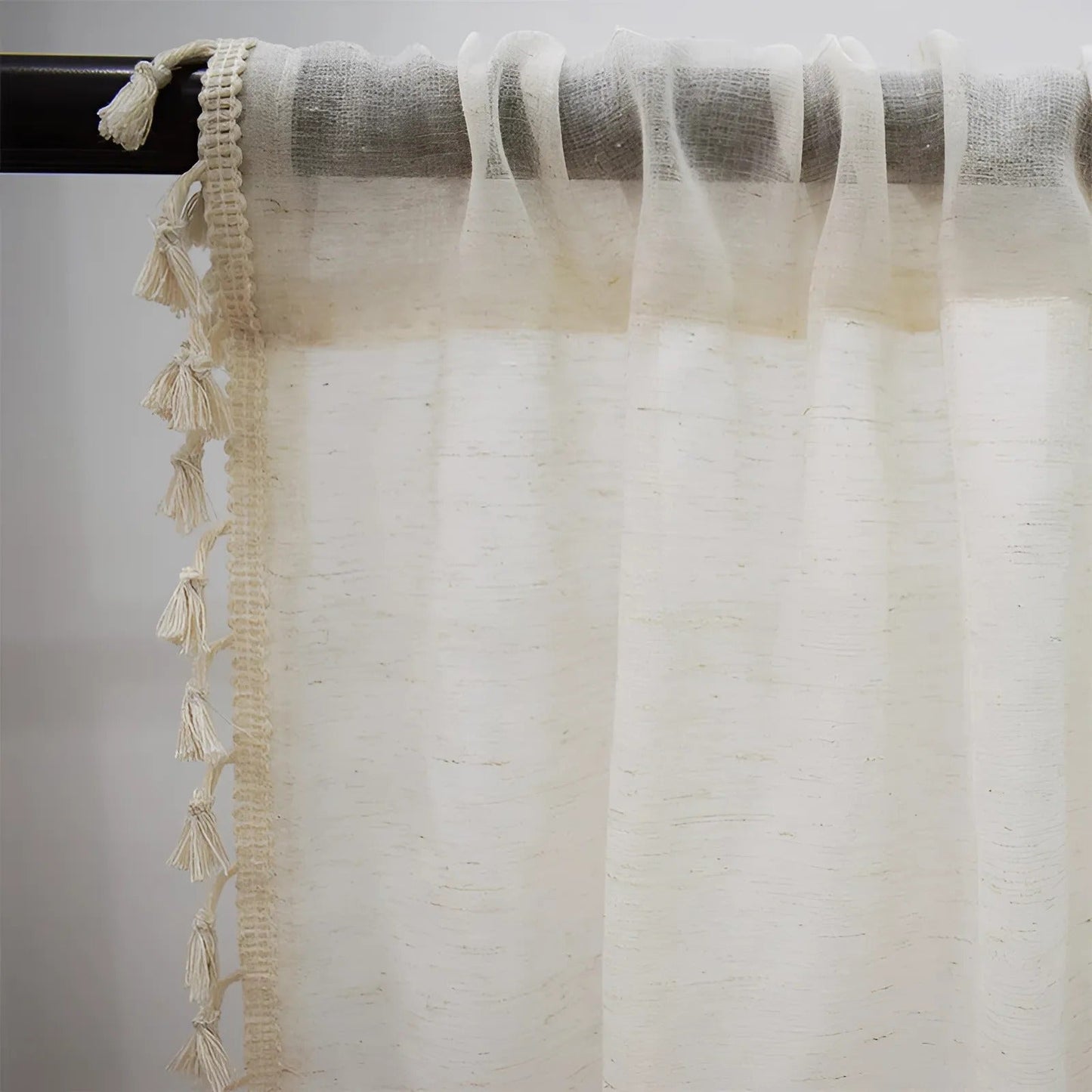 Boho Baumwolle Leinen Semi-Transparente Vorhänge