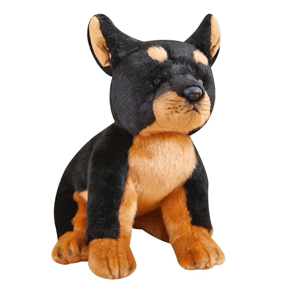 Schwarzer Hund Dobermann Plüschspielzeug