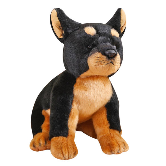 Schwarzer Hund Dobermann Plüschspielzeug