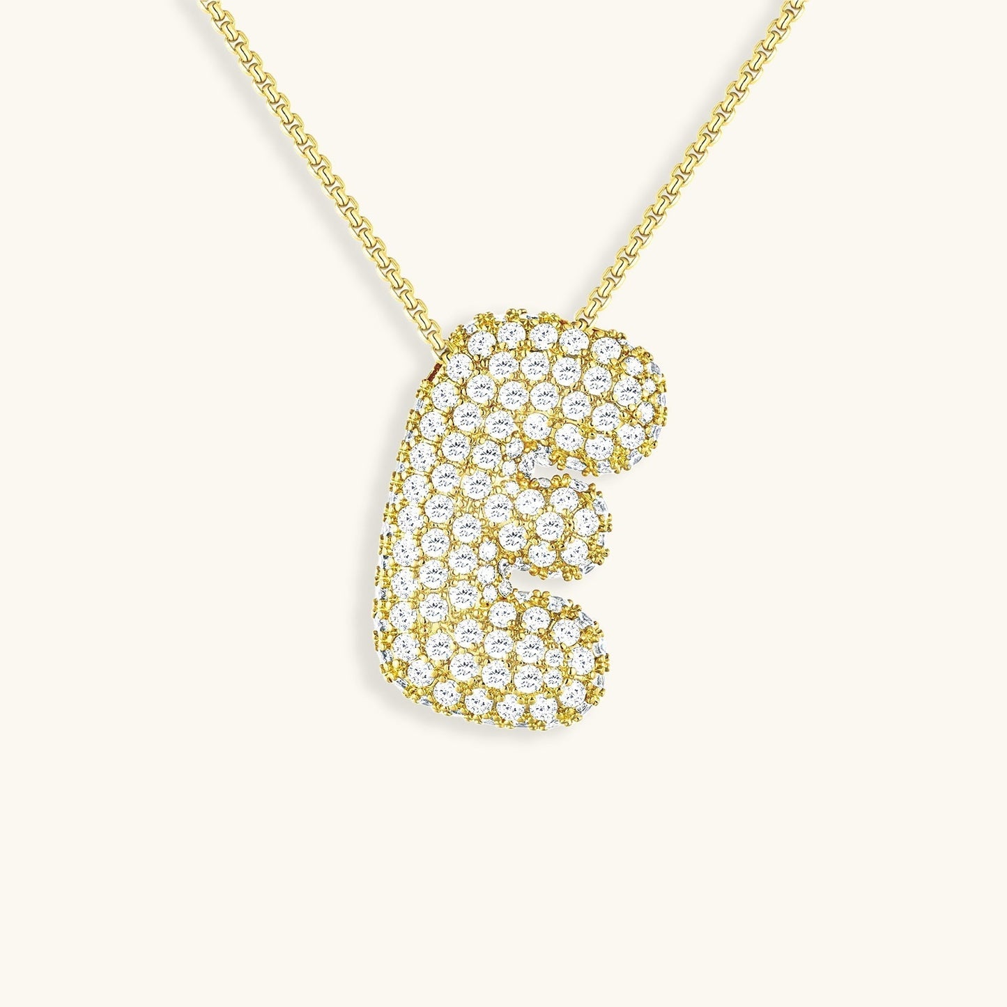 Bubble Initial-Diamant-Halskette