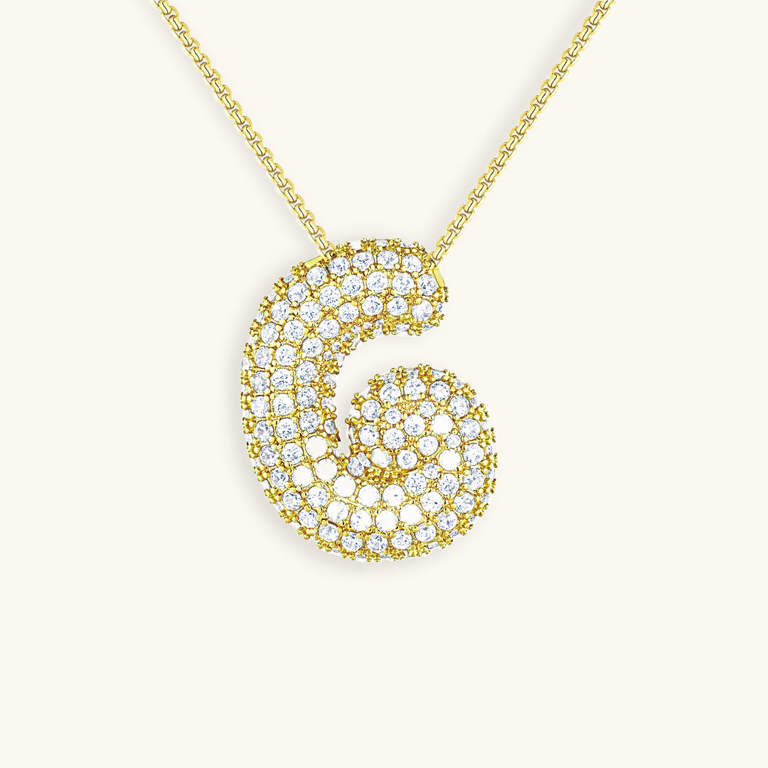 Bubble Initial-Diamant-Halskette