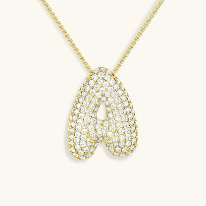 Bubble Initial-Diamant-Halskette