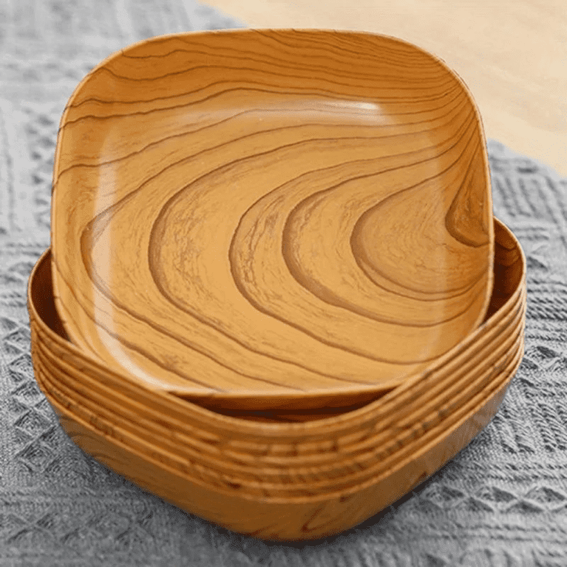 4 elegante Holzoptik Snackteller Set Perfekt für Sushi Frühstück