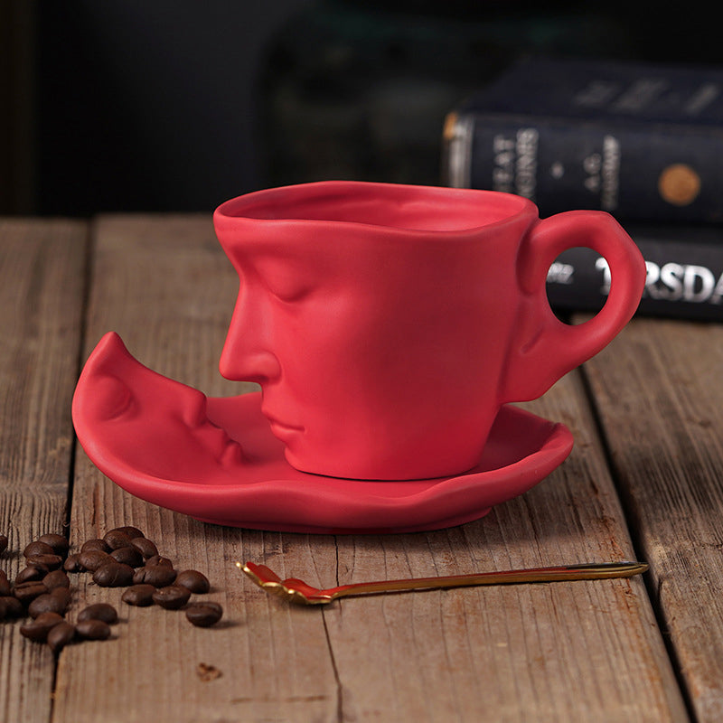 Metall berühren Gesicht kreative Keramik Kuss Kaffeetasse