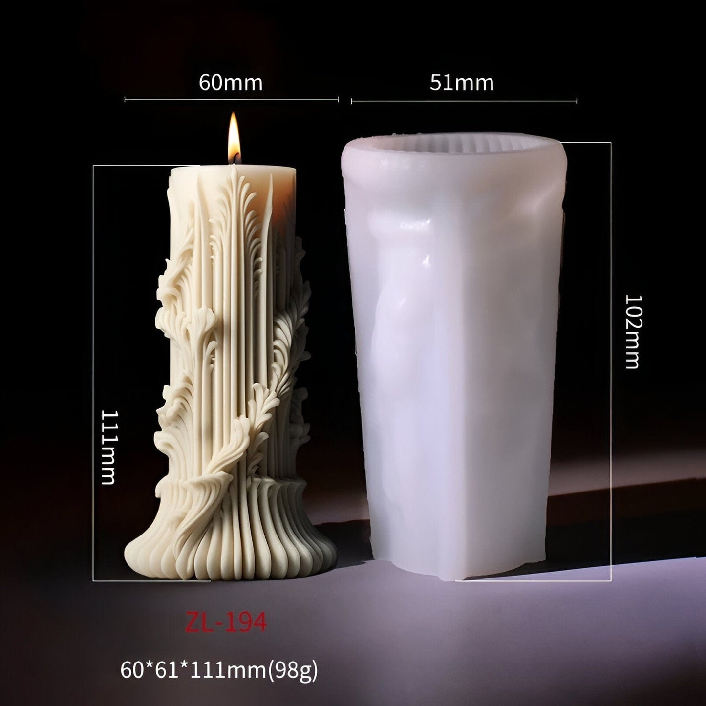 Carving Roman Säulen Silikonkerze
