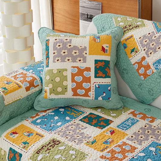 Kindlicher Muster Plaid Baumwolle Waschbarer Sofabezug