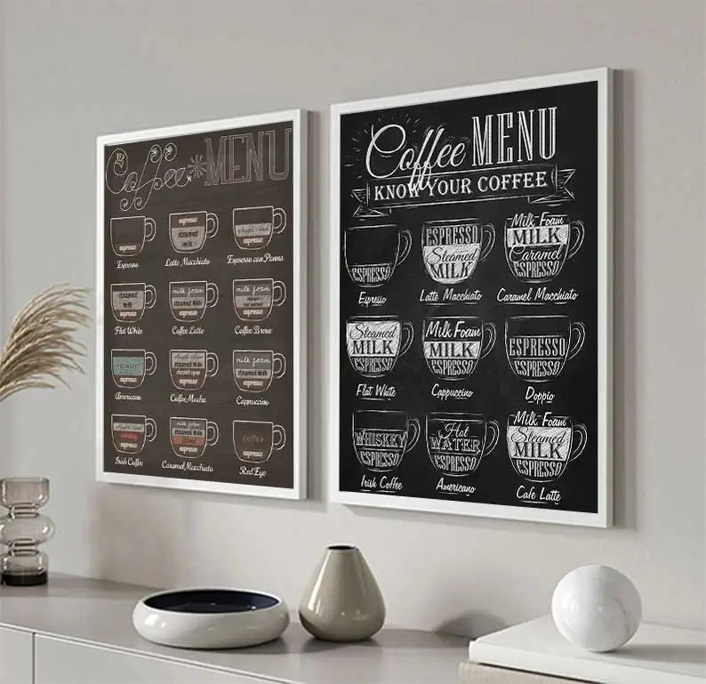 Kaffee Connaisseur Wandkunst Fine Art Leinwanddrucke Schwarz Weiß Kaffee Menü Plakat Bilder für Küche Diner Kaffee Shop Café Kunst Dekor