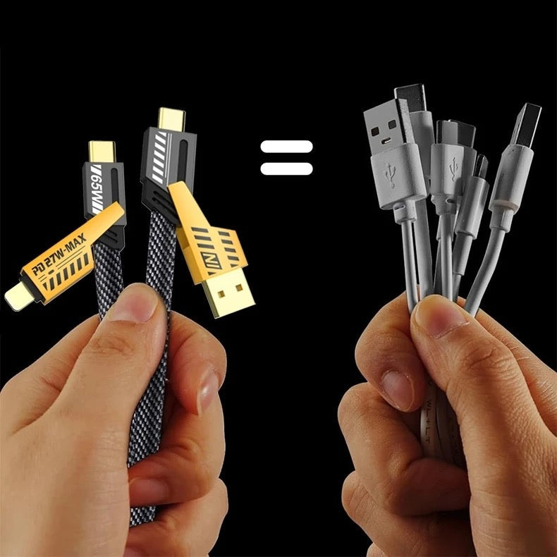 Umwandelbares Fast Charging Kabel, 4-in-1 Multifunktions-USB-Datenkabel, USB C auf Lightning Kabel