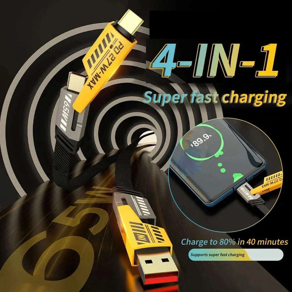 Umwandelbares Fast Charging Kabel, 4-in-1 Multifunktions-USB-Datenkabel, USB C auf Lightning Kabel