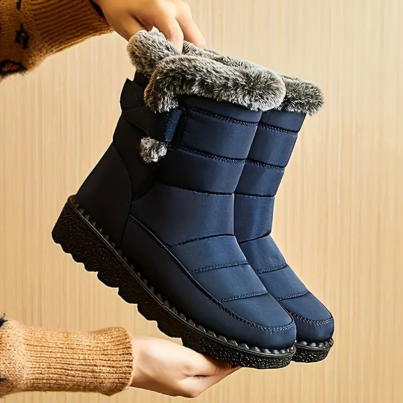 Damen Plüsch gefütterte Stiefel bis zur Mitte der Waden für Schnee