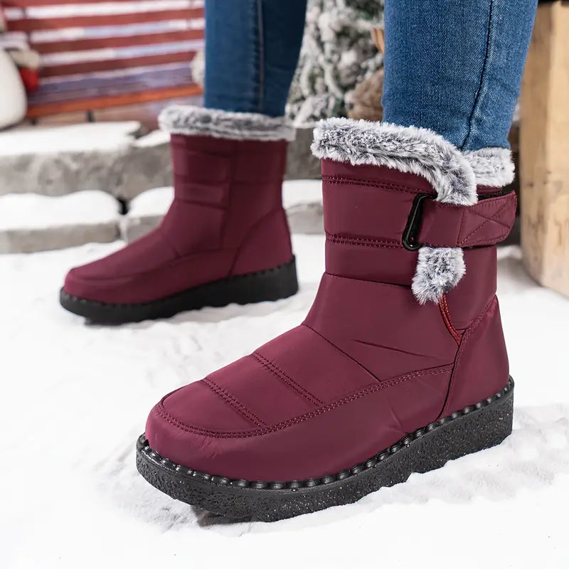 Damen Plüsch gefütterte Stiefel bis zur Mitte der Waden für Schnee