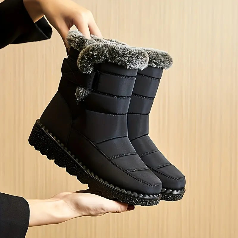 Damen Plüsch gefütterte Stiefel bis zur Mitte der Waden für Schnee