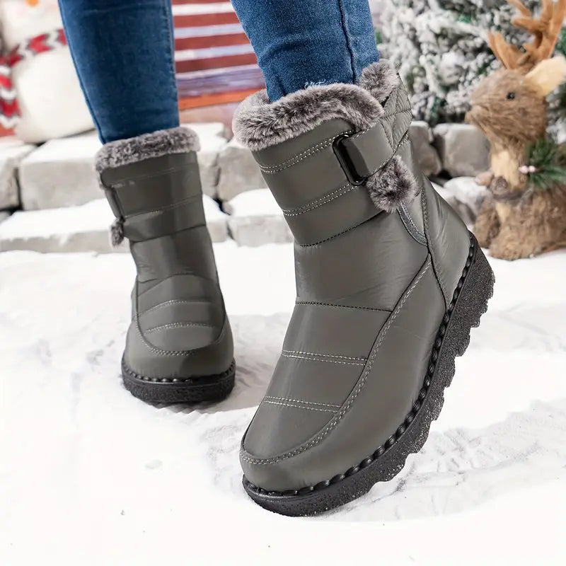Damen Plüsch gefütterte Stiefel bis zur Mitte der Waden für Schnee