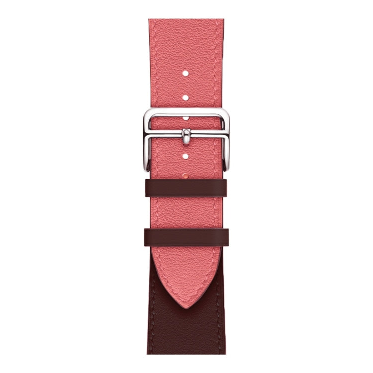 Sandsberg | Zwei Farbe Einzel Schleife Leder Handgelenk Armband Uhr Band für Apple Watch Series 3 & 2 & 1 38mm, Farbe: Rosa+Weinrot