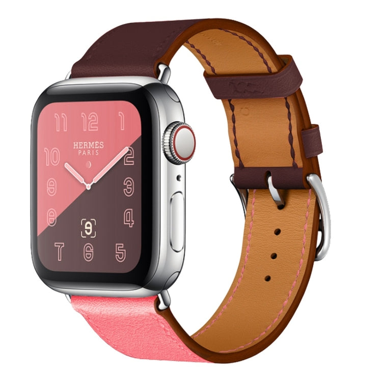 Sandsberg | Zwei Farbe Einzel Schleife Leder Handgelenk Armband Uhr Band für Apple Watch Series 3 & 2 & 1 38mm, Farbe: Rosa+Weinrot