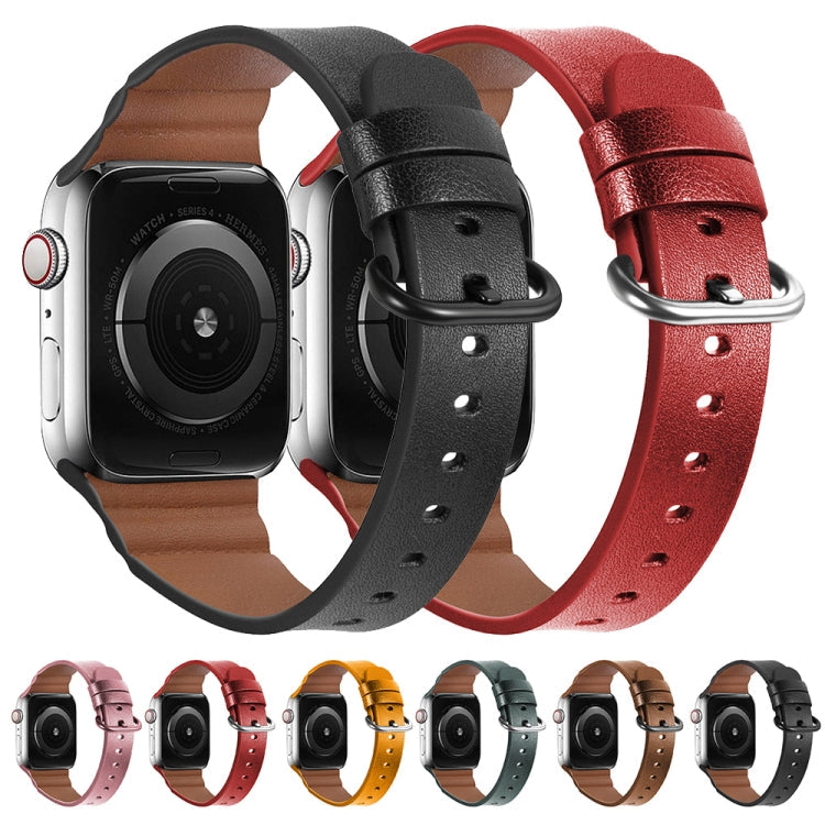 Sandsberg | Echtes Leder Armbänder für Apple Watch Series 7 41mm / 6 & SE & 5 & 4 40mm / 3 & 2 & 1 38mm(Gelb)
