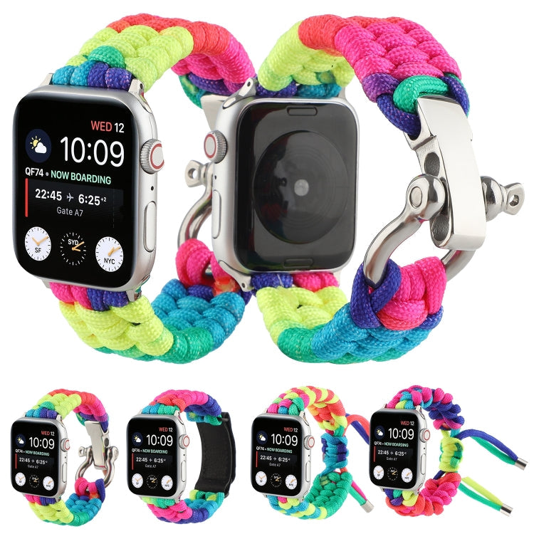Sandsberg | Regenschirm Schnur Regenbogen Uhr Band Für Apple Watch Ultra 49mm&Watch Ultra 2 49mm / Serie 9&8&7 45mm / SE 3&SE 2&6&SE&5&4 44mm / 3&2&1 42mm(A)