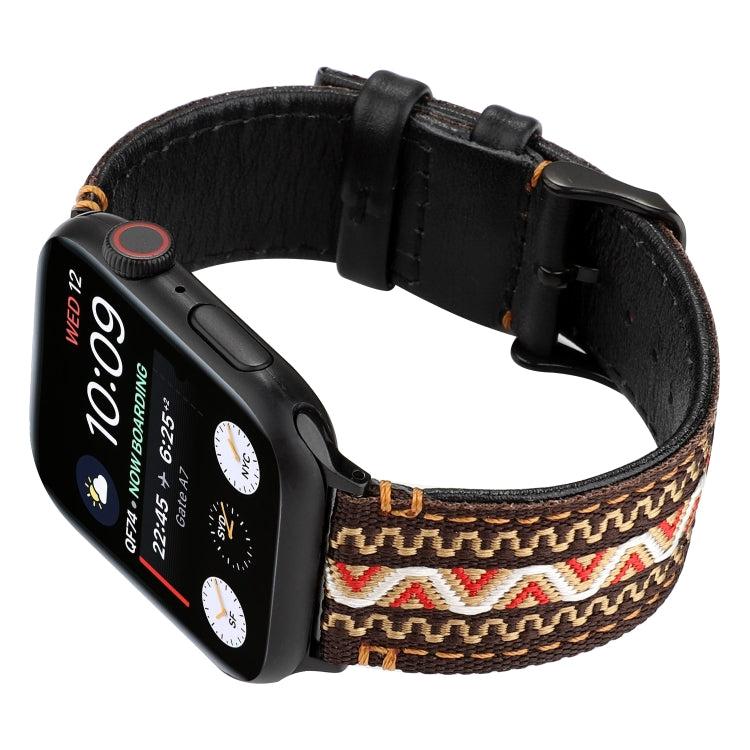 Sandsberg | Für Apple Watch Series 7 45mm / 6 & SE & 5 & 4 44mm / 3 & 2 & 1 42mm Ethnischer Stil Echtes Lederarmband (Bohemia)