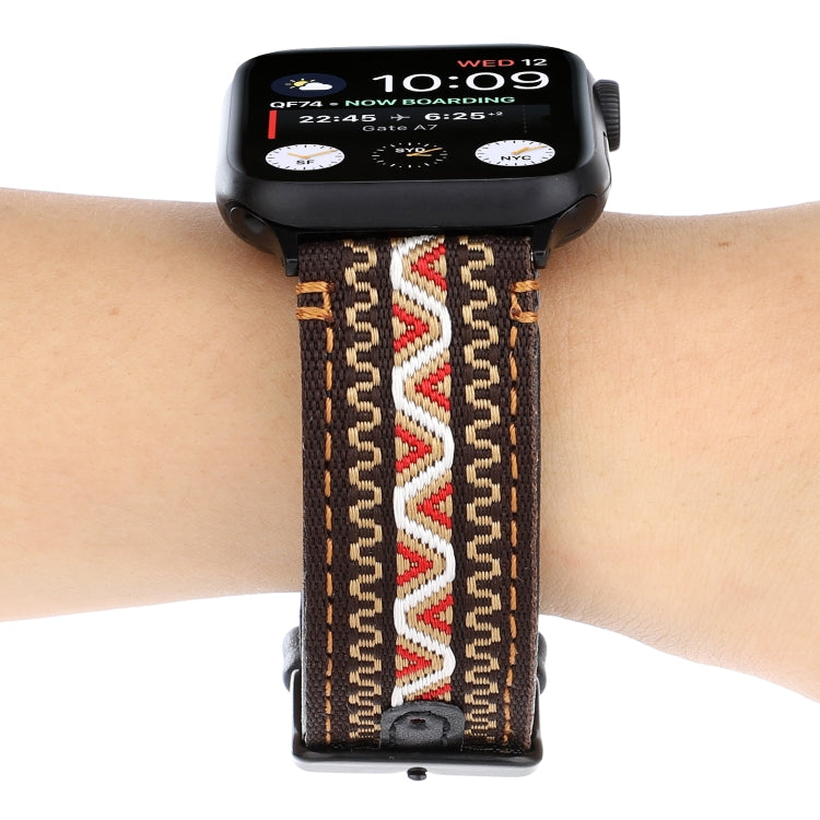 Sandsberg | Für Apple Watch Series 7 45mm / 6 & SE & 5 & 4 44mm / 3 & 2 & 1 42mm Ethnischer Stil Echtes Lederarmband (Bohemia)