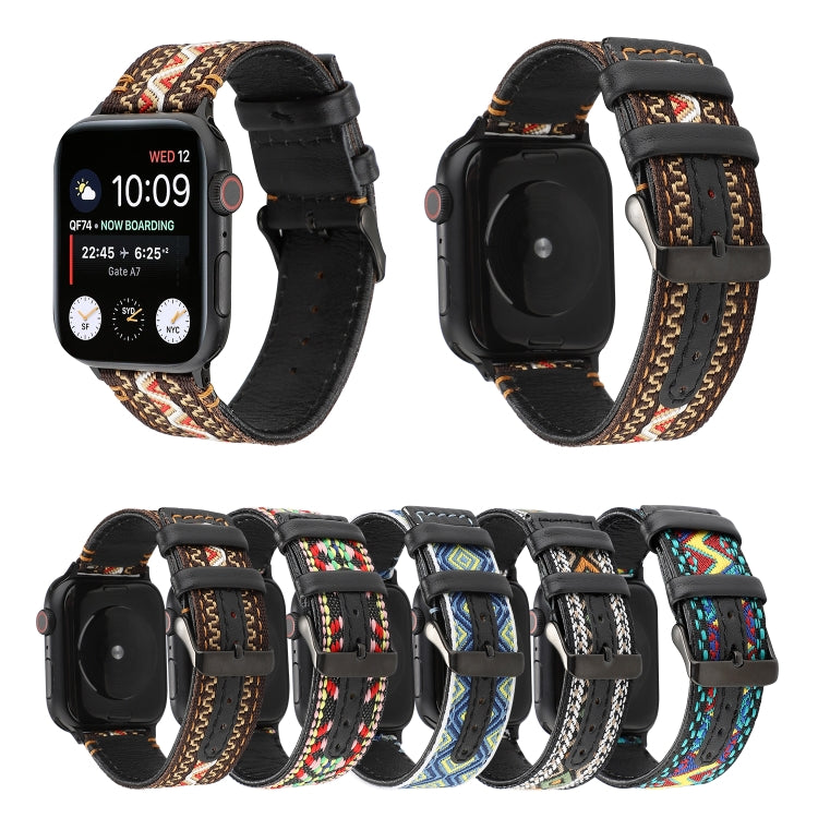 Sandsberg | Für Apple Watch Series 7 45mm / 6 & SE & 5 & 4 44mm / 3 & 2 & 1 42mm Ethnischer Stil Echtes Lederarmband (Bohemia)