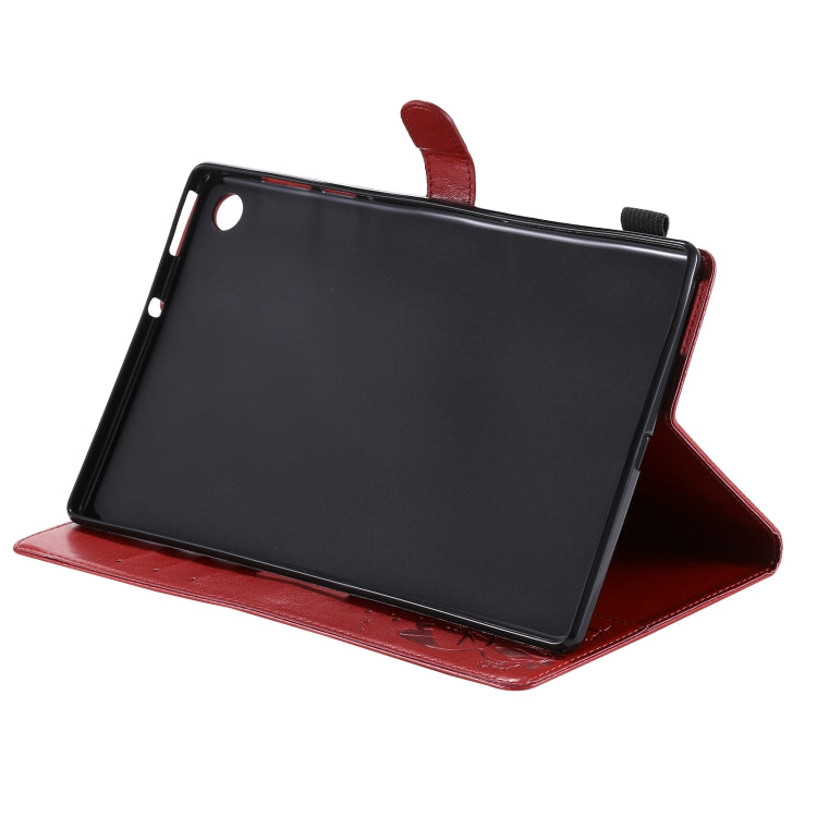 Sandsberg | Für Lenovo Tab M10 Plus TB-X606F Cat Bee Prägungsmuster Stoßfestes Tablet-PC Schutzhülle mit Horizontalem Flip aus Leder mit Halter & Kartenfächern & Geldbörse & Stifthalter & Aufwach-/Schlaf-Funktion (Rot)