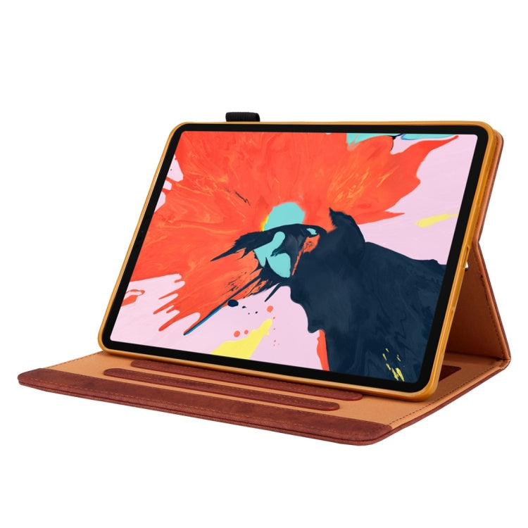 Sandsberg | Für iPad Pro 11 Zoll (2018) Business Stil Horizontal Flip Lederhülle, mit Halter & Kartensteckplatz & Fotohalter & Schlaf-/Aufwachfunktion (Braun)