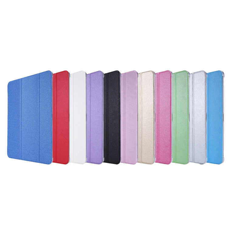 Sandsberg | Voor iPad Pro 11 2022 / 2021 Zijde Textuur Drie-voudige Horizontale Flip Lederen Tablet Hoes met Houder & Pen Sleuf (Rood)