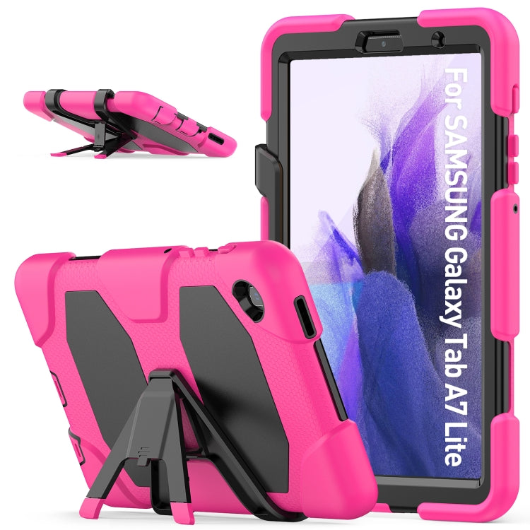 Sandsberg | Für Samsung Galaxy A7 Lite 8.7 2021 T220 / T225 Stoßsichere Bunte Silikon + PC Schutzhülle mit Halter & Stiftschlitze (Rosa Rot)