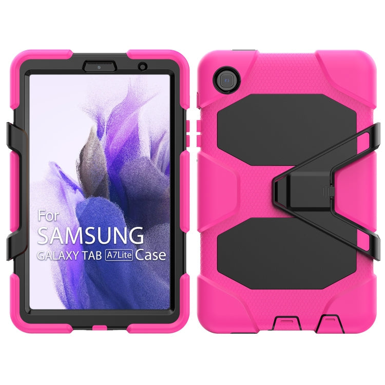 Sandsberg | Für Samsung Galaxy A7 Lite 8.7 2021 T220 / T225 Stoßsichere Bunte Silikon + PC Schutzhülle mit Halter & Stiftschlitze (Rosa Rot)