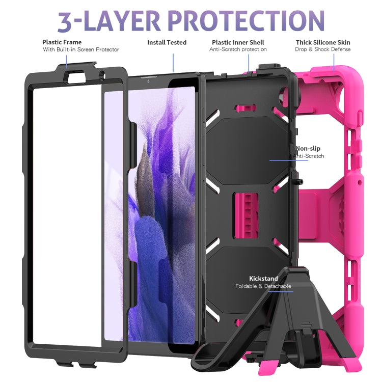 Sandsberg | Für Samsung Galaxy A7 Lite 8.7 2021 T220 / T225 Stoßsichere Bunte Silikon + PC Schutzhülle mit Halter & Stiftschlitze (Rosa Rot)