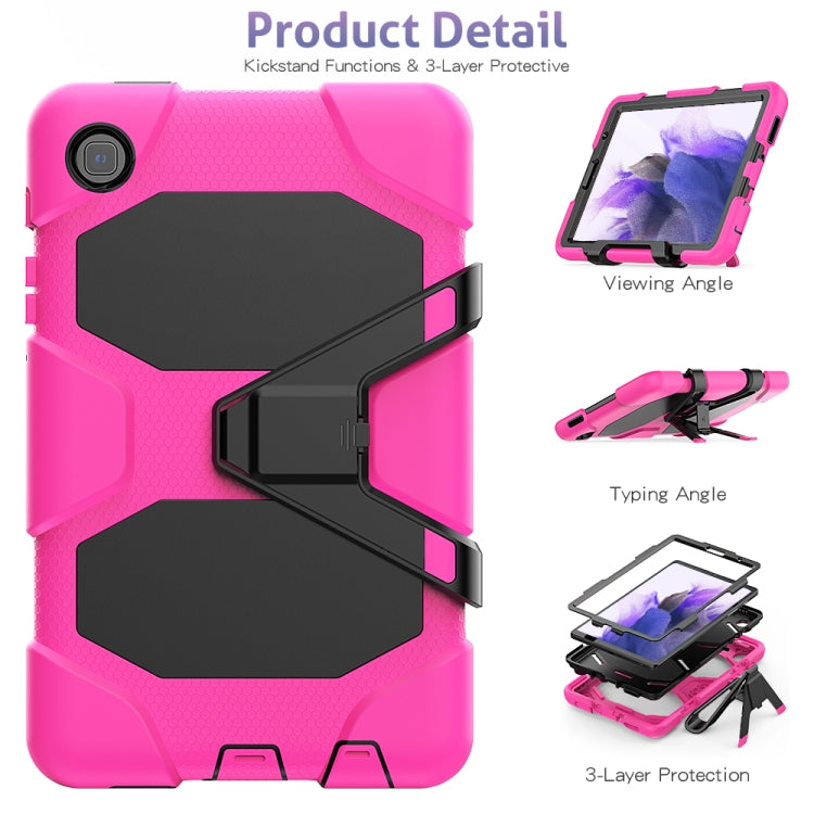 Sandsberg | Für Samsung Galaxy A7 Lite 8.7 2021 T220 / T225 Stoßsichere Bunte Silikon + PC Schutzhülle mit Halter & Stiftschlitze (Rosa Rot)