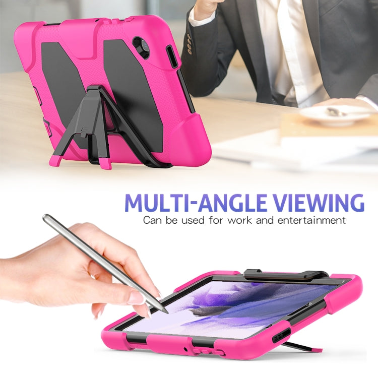 Sandsberg | Für Samsung Galaxy A7 Lite 8.7 2021 T220 / T225 Stoßsichere Bunte Silikon + PC Schutzhülle mit Halter & Stiftschlitze (Rosa Rot)