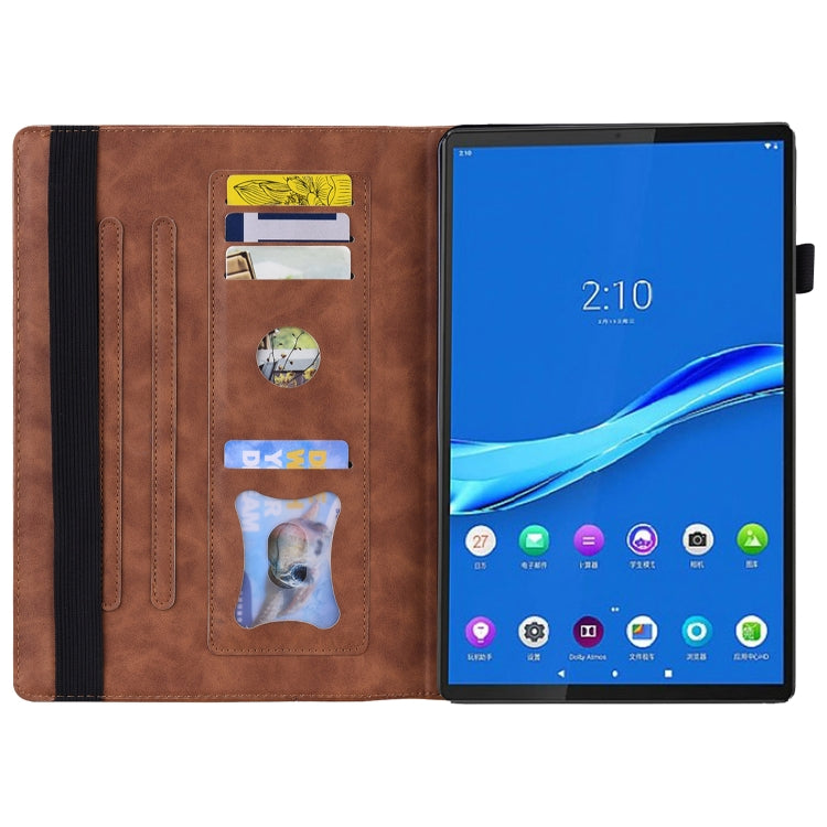 Sandsberg | Für Lenovo Tab M10 HD Gen 2 TB-X306F Business Stoßfeste Horizontale Klapp-Lederhülle mit Halter & Kartenfächern & Foto-Rahmen & Stiftslot (Braun)