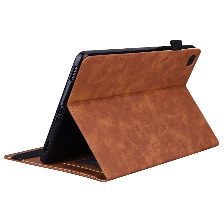 Sandsberg | Für Lenovo Tab M10 HD Gen 2 TB-X306F Business Stoßfeste Horizontale Klapp-Lederhülle mit Halter & Kartenfächern & Foto-Rahmen & Stiftslot (Braun)