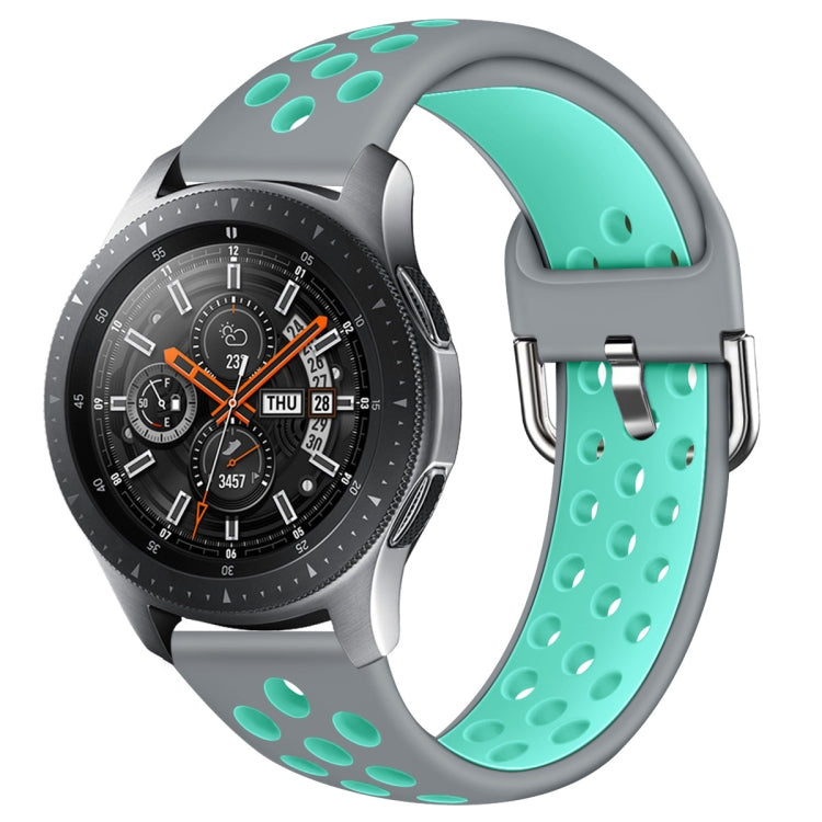 Sandsberg | Für Galaxy Watch 46 / S3 / Huawei Watch GT 1 / 2 22mm Smart Watch Silikon Doppelfarbe Uhrenarmband, Größe:L(Grau Grün)