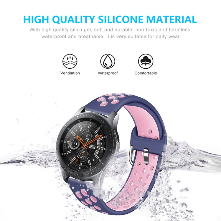 Sandsberg | Für Galaxy Watch 46 / S3 / Huawei Watch GT 1 / 2 22mm Smart Watch Silikon Doppelfarbe Uhrenarmband, Größe:L(Grau Grün)