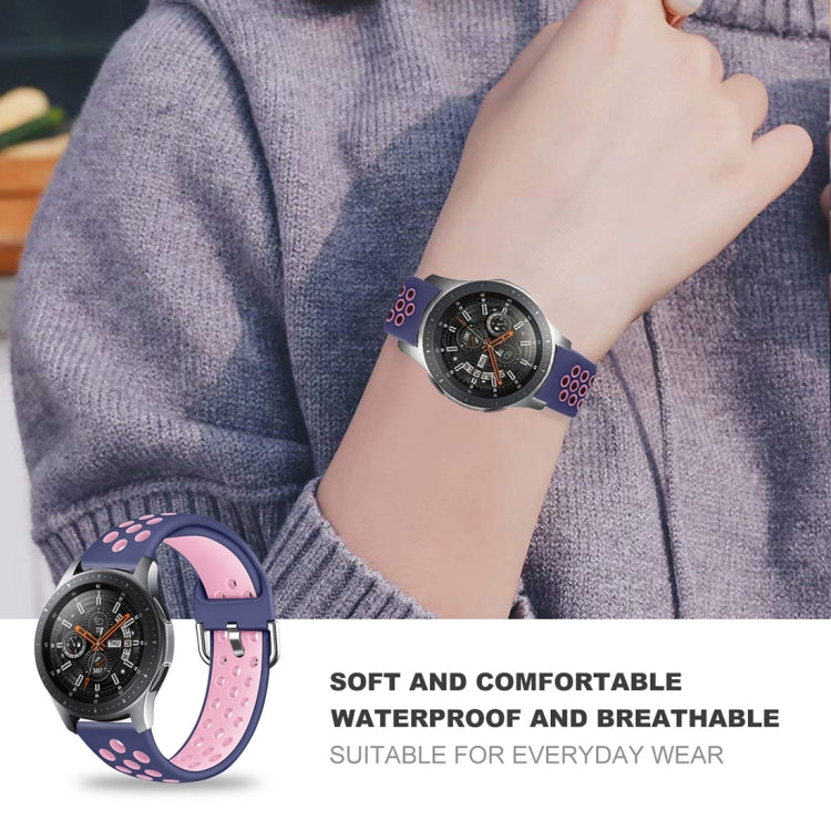 Sandsberg | Für Galaxy Watch 46 / S3 / Huawei Watch GT 1 / 2 22mm Smart Watch Silikon Doppelfarbe Uhrenarmband, Größe:L(Grau Grün)
