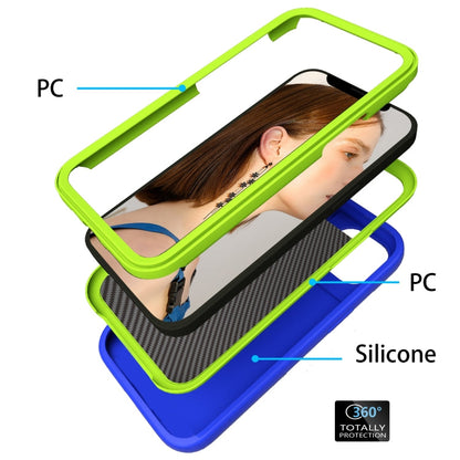 Sandsberg | Für iPhone 13 Wellenmuster 3 in 1 Silikon + PC stoßfestes schützendes Gehäuse (Blau + Olivine)