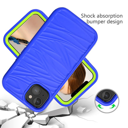 Sandsberg | Für iPhone 13 Wellenmuster 3 in 1 Silikon + PC stoßfestes schützendes Gehäuse (Blau + Olivine)