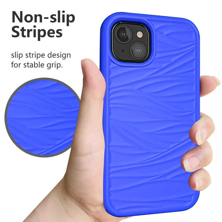 Sandsberg | Für iPhone 13 Wellenmuster 3 in 1 Silikon + PC stoßfestes schützendes Gehäuse (Blau + Olivine)