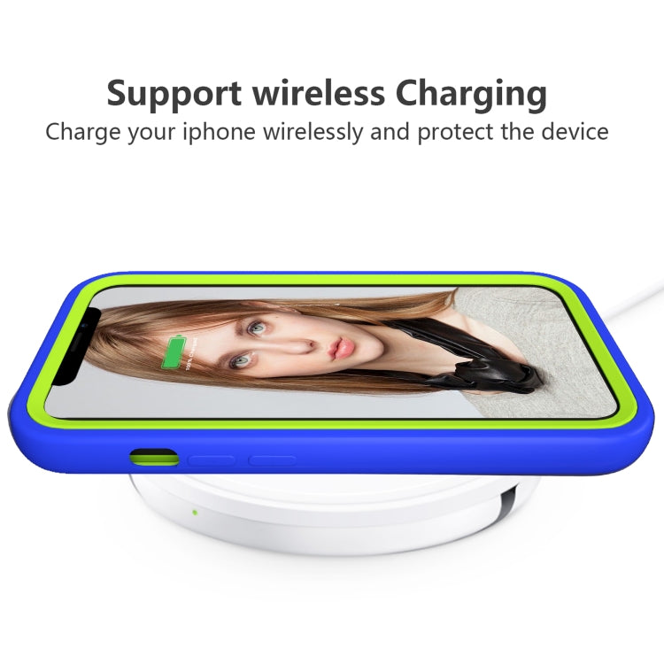 Sandsberg | Für iPhone 13 Wellenmuster 3 in 1 Silikon + PC stoßfestes schützendes Gehäuse (Blau + Olivine)